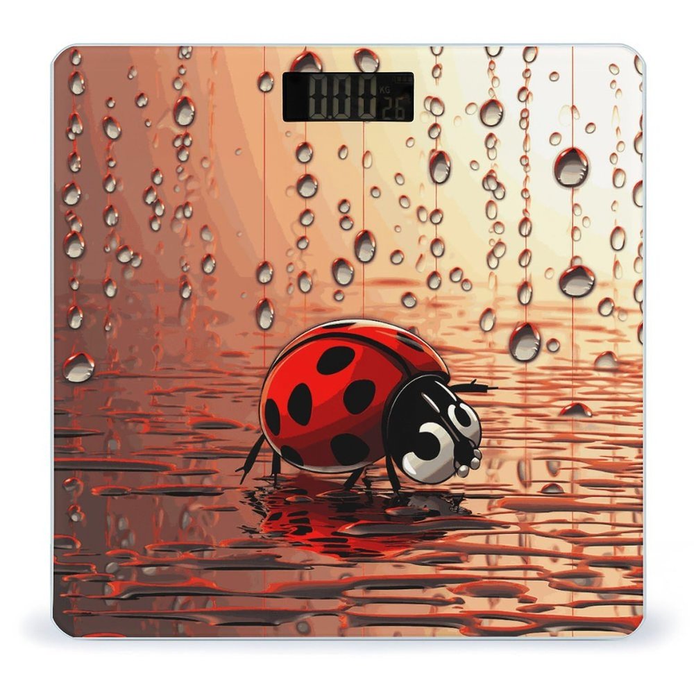 Art Ladybug Tracks Weight Scale Digital Electronic Scales Bathroom Scale, Larg LCD Backlight Display, High Precision Measurements,Tempered Glass