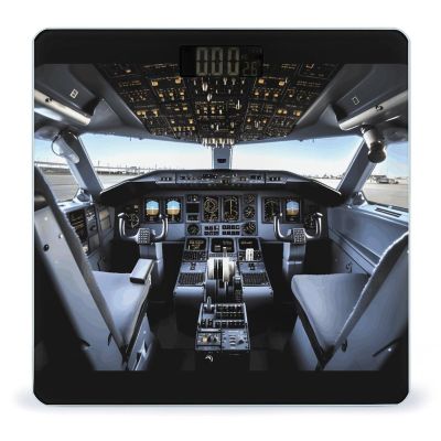 Airplane Cockpit Weight Scale Digital Electronic Scales Bathroom Scale, Larg LCD Backlight Display, High Precision Measurements,Tempered Glass