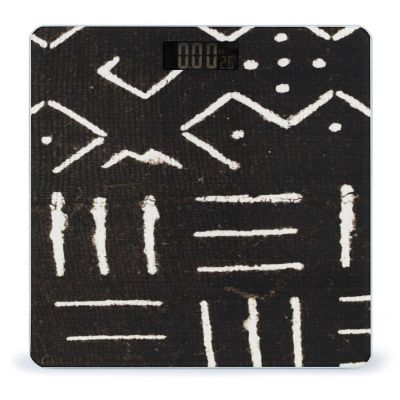 Contemporary African Mud Cloth Print Black Pattern High Precision Digital Bathroom Weighing Scale, Sturdy and Durable Weighing Scale