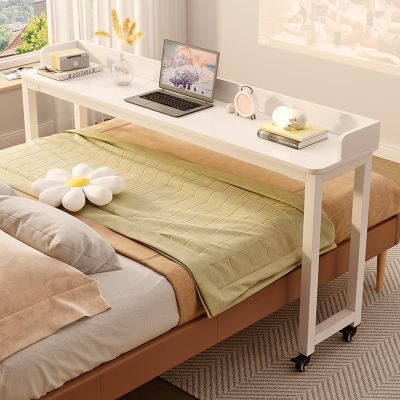 Adjustable Overbed Table, Over The Bed Table with Wheels, Medical with Wheels Adjustable Height, Rolling Desk for Full/Queen/King Bed, Sturdy Wood & Steel Frame(120cm/47.2in)