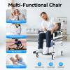 Height Adjustable Shower Chair with Arms, Medical Rolling Bath Chair for Home/Hospital - 352lbs Load Commode Wheelchair with 4 Lockable Casters view 4