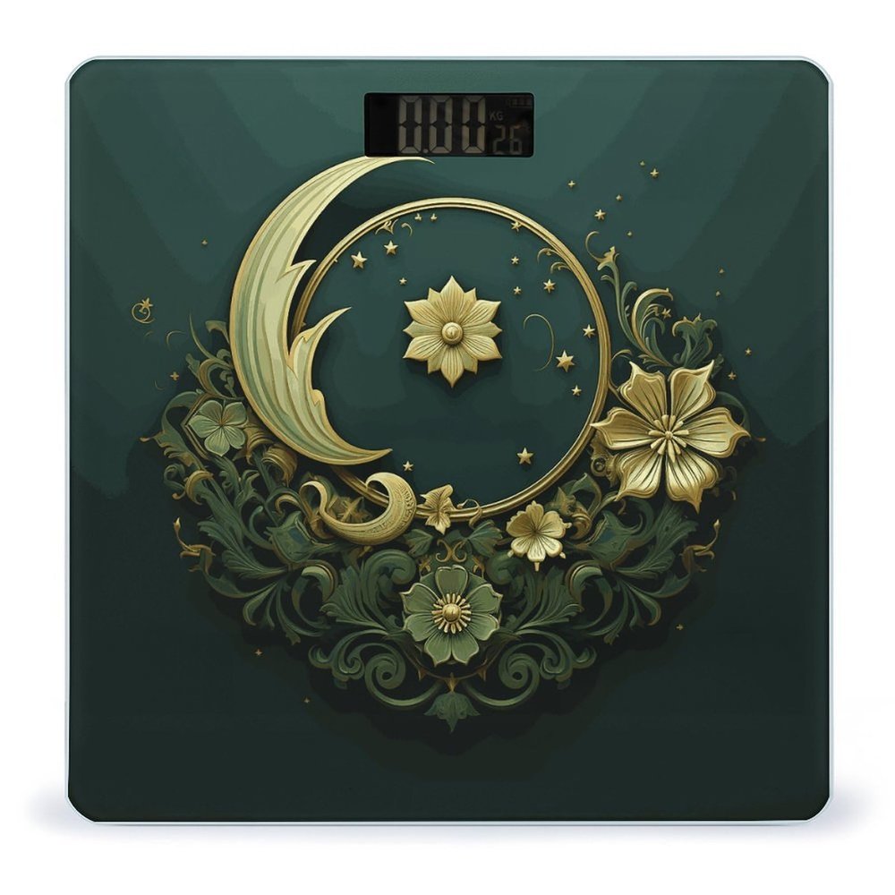 Ramadan on Green Wallpaper Weight Scale Digital Electronic Scales Bathroom Scale, Larg LCD Backlight Display, High Precision Measurements,Tempered Glass