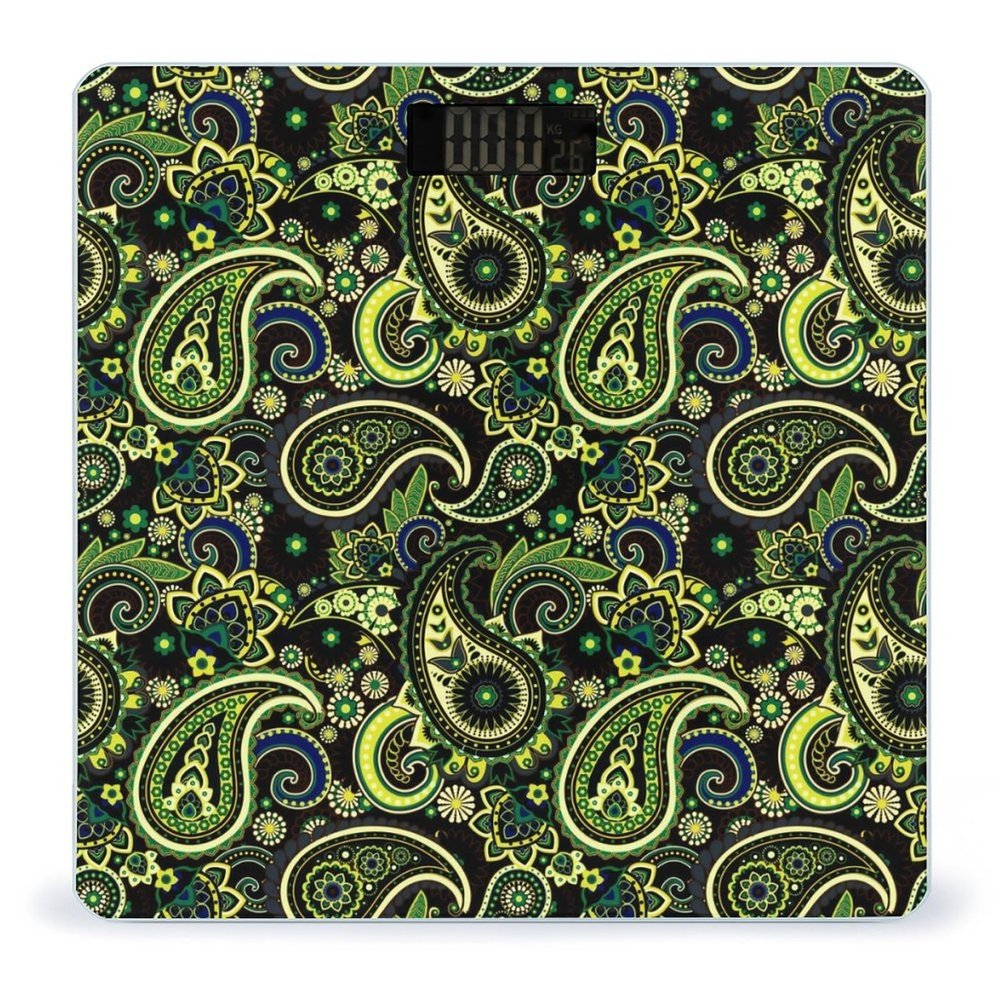 Green Paisley High Precision Digital Bathroom Weighing Scale, Sturdy and Durable Weighing Scale