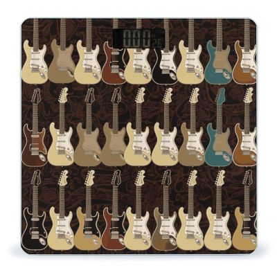 Art Guitar Pattern Weight Scale Digital Electronic Scales Bathroom Scale, Larg LCD Backlight Display, High Precision Measurements,Tempered Glass