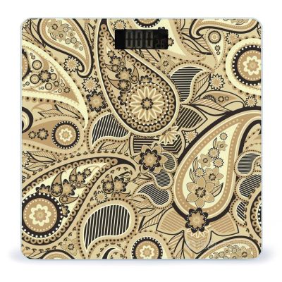 Charcoal Yellow Paisley High Precision Digital Bathroom Weighing Scale, Sturdy and Durable Weighing Scale