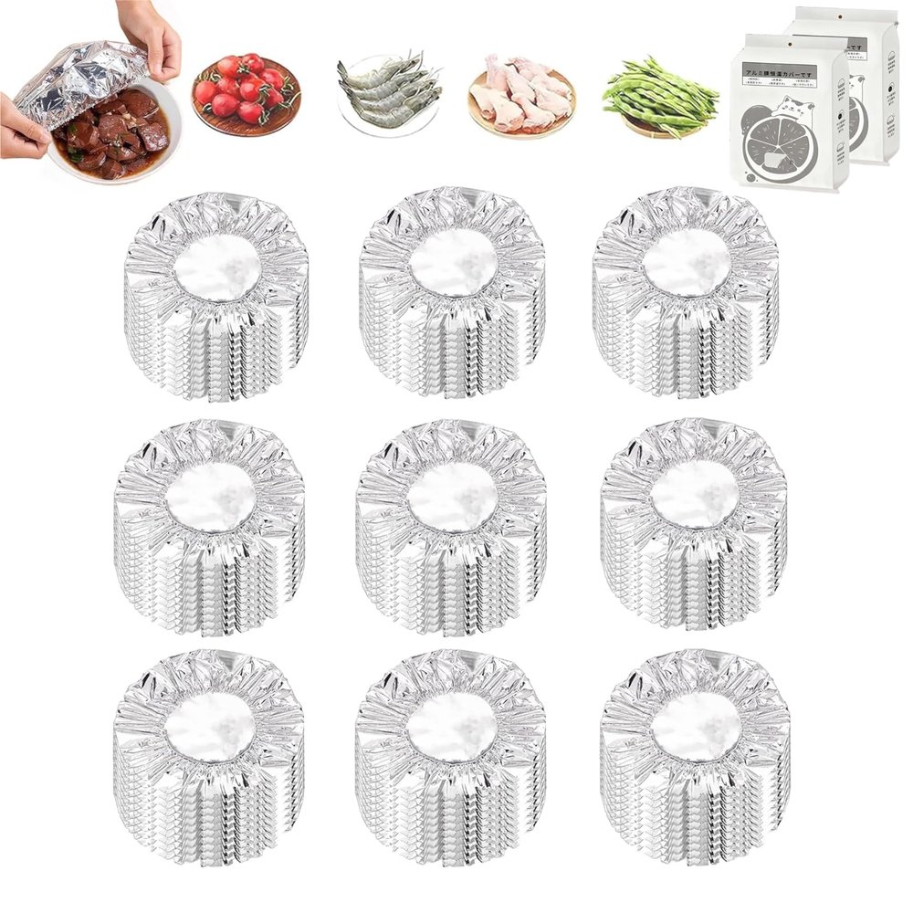 2026 New Reusable Aluminum Foil Food Covers, Pop-Up Tin Foil Food Insulation Cover, Aluminum Foil Food Covers, Adjustable Foods Storage Covers for Any Plate Or Bowl (30PCS)