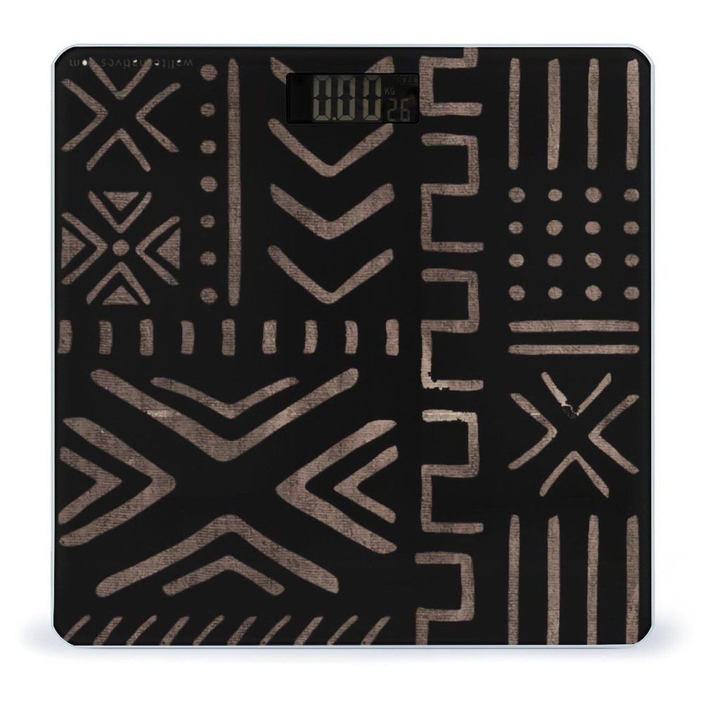 Contemporary African Mud Cloth Print High Precision Digital Bathroom Weighing Scale, Sturdy and Durable Weighing Scale