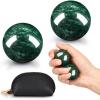 AceOrbit Baoding Balls Set of 2, Chinese Stress Relief Hand Exercise Balls with Leather Pouch, 1.57 Inch Dark Green Marble, Finger Exercise and Wrist Strength Training view 1