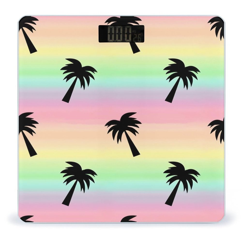 Colorful Rainbow Palm Tree High Precision Digital Bathroom Weighing Scale, Sturdy and Durable Weighing Scale