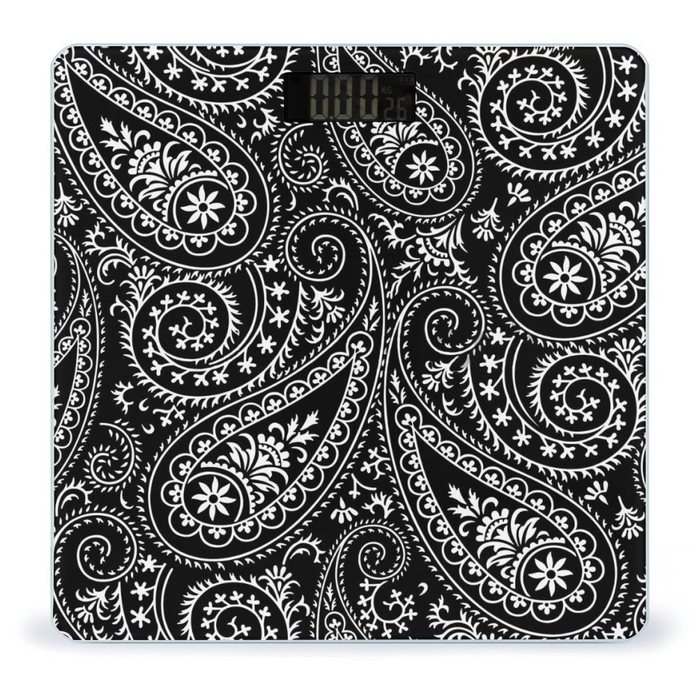 Black Paisley High Precision Digital Bathroom Weighing Scale, Sturdy and Durable Weighing Scale