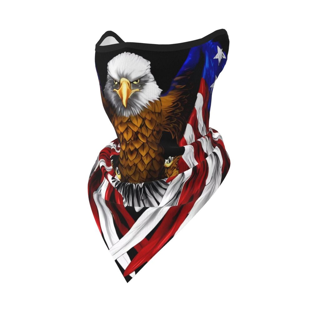 JZQZH Usa Flag Patriotic Eagle Breathable Windproof Face Mask For Outdoor Sports Lightweight Foldable Neck Gaiter