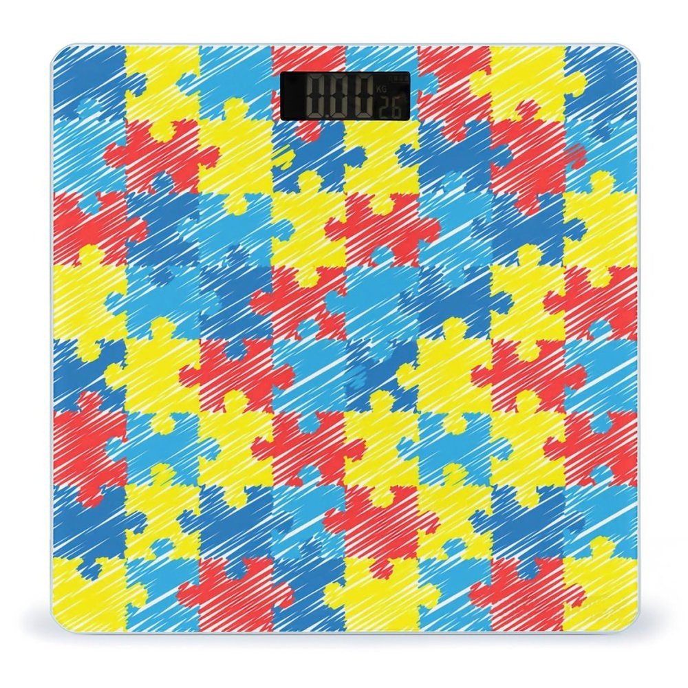 Jigsaw Pattern High Precision Digital Bathroom Weighing Scale, Sturdy and Durable Weighing Scale