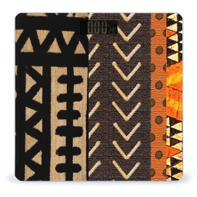 African Mud Cloth Print High Precision Digital Bathroom Weighing Scale, Sturdy and Durable Weighing Scale