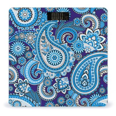 Blue White Paisley High Precision Digital Bathroom Weighing Scale, Sturdy and Durable Weighing Scale