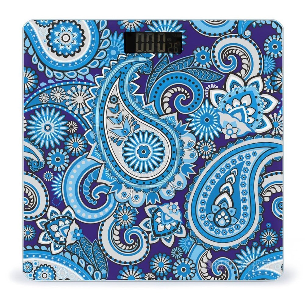 Blue White Paisley High Precision Digital Bathroom Weighing Scale, Sturdy and Durable Weighing Scale