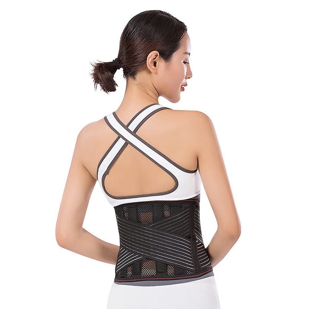 Self-Heating Lower Back Brace for Men and Women, Breathable Mesh Belt with Lumbar Pad for Back Pain Relief