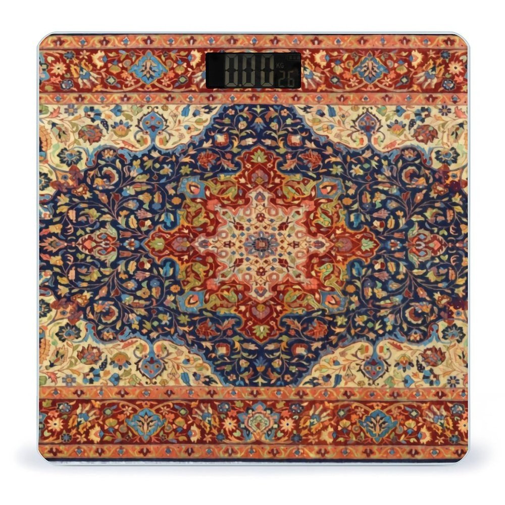 Oriental Persian Turkish Carpet Pattern High Precision Digital Bathroom Weighing Scale, Sturdy and Durable Weighing Scale
