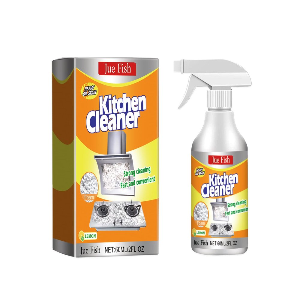 Kitchen Foam Cleaner Heavy Duty Grease Remover for Range Hood Stove Oven Powerful Unscented Deep Cleaning Spray Rich Foam Fast Acting Removes Stubborn Oil Stains 60ML