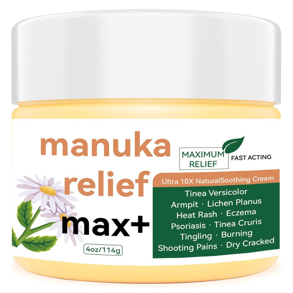 Cedonivor Treat Natural Organic Manuka Honey Cream Max Strength Ointment, Soothing Relief for Heat Rash, Dry,Itching, Eczema, Psoriasis, Leg, Stomach, Armpit, Foot, Hand