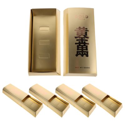 5pcs Gold Favor Boxes: Candy Packaging For Cookies Chocolate Sandwiches For Party Candy Decoration Food Storage Or Bakery Presents 10.41x4.83x2.36in
