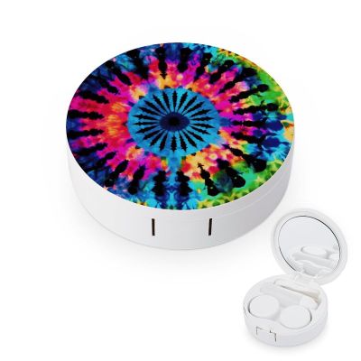 FekiLoot Exotic Tribe Tie Dye Style Contact Lens Cases, Cute Contact Lenses Lens Box Set Outdoor Mini Contact Lens Soak Storage Kit with Mirror Daily Vision Care And Outdoor Use