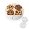 Chocolate Chip Cookies with Different Expressions Contact Lens Cases, Cute Contact Lenses Lens Box Set Outdoor Mini Contact Lens Soak Storage Kit with Mirror Daily Vision Care And Outdoor Use view 1