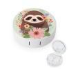 FekiLoot Sloth And Flowers Contact Lens Cases, Cute Contact Lenses Lens Box Set Outdoor Mini Contact Lens Soak Storage Kit with Mirror Daily Vision Care And Outdoor Use view 1