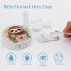 FekiLoot Sloth And Flowers Contact Lens Cases, Cute Contact Lenses Lens Box Set Outdoor Mini Contact Lens Soak Storage Kit with Mirror Daily Vision Care And Outdoor Use view 3