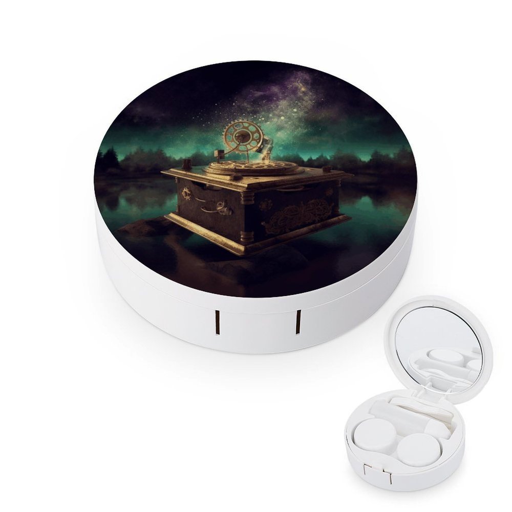 FekiLoot Dream Music Box Contact Lens Cases, Cute Contact Lenses Lens Box Set Outdoor Mini Contact Lens Soak Storage Kit with Mirror Daily Vision Care And Outdoor Use