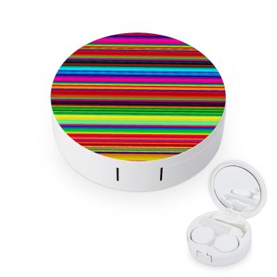 FekiLoot Colorful Mexican Stripes Contact Lens Cases, Cute Contact Lenses Lens Box Set Outdoor Mini Contact Lens Soak Storage Kit with Mirror Daily Vision Care And Outdoor Use