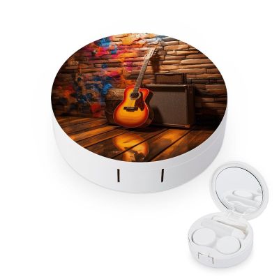 FekiLoot Abstract Guitar Contact Lens Cases, Cute Contact Lenses Lens Box Set Outdoor Mini Contact Lens Soak Storage Kit with Mirror Daily Vision Care And Outdoor Use