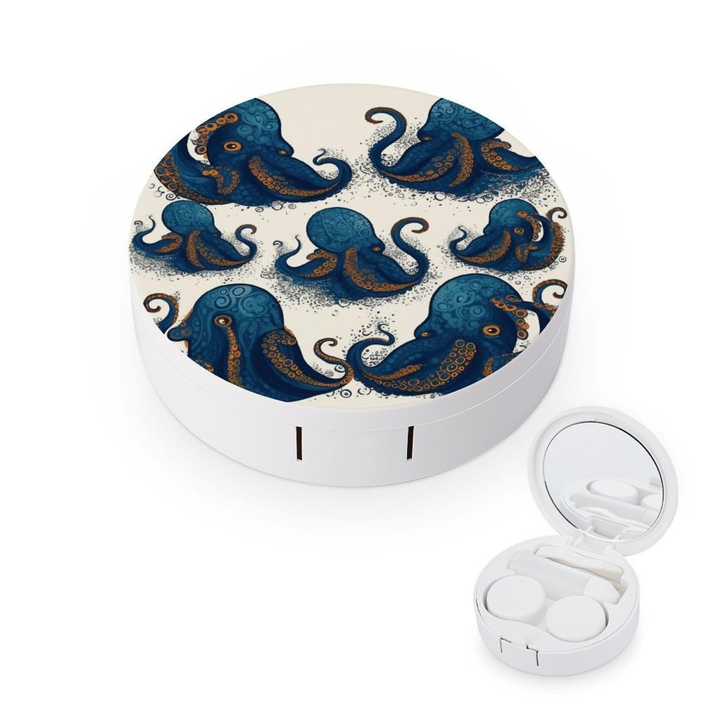 FekiLoot Tentacles Octopus Contact Lens Cases, Cute Contact Lenses Lens Box Set Outdoor Mini Contact Lens Soak Storage Kit with Mirror Daily Vision Care And Outdoor Use