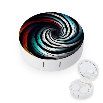 FekiLoot Abstract Circle Swirl Contact Lens Cases, Cute Contact Lenses Lens Box Set Outdoor Mini Contact Lens Soak Storage Kit with Mirror Daily Vision Care And Outdoor Use