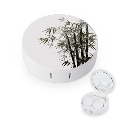 FekiLoot Asian Bamboo Contact Lens Cases, Cute Contact Lenses Lens Box Set Outdoor Mini Contact Lens Soak Storage Kit with Mirror Daily Vision Care And Outdoor Use
