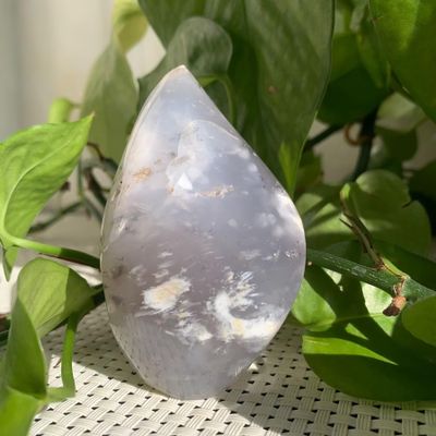 167g Blue Opal Flame Sculpture | Madagascar Natural Fire Opal Carving for Passion & Creativity | Hand-Carved Crystal Art with Color Play | Unique Home Decor & Spiritual Centerpiece