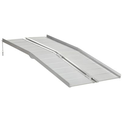 Textured Aluminum Folding Wheelchair Handicap Ramp, 6' - Silver - Built for Safety - Home, Building, Car Use - Durable Outdoor-Ready