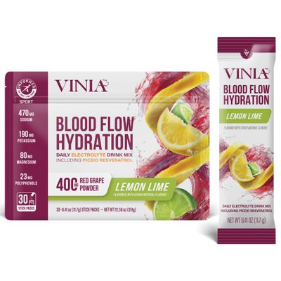 VINIA Resveratrol Electrolyte Hydration Powder Mix | Boost Blood Flow & Circulation | Sea Salt, Coconut Water Potassium, Magnesium, Informed Sport Certified