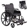 Folding Manual Transport Wheelchair Carbon Steel Dark Gray Safety Sturdy Sturdy Outdoor Travel Durable view 1