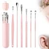 6 Set Ear Wax Removal Tool Set with Storage Tube, Professional Earwax Cleaner Kit, Stainless Steel Spring Ear Pick Tools,Stainless Steel Earwax Removal Toolkit (Pink-Storage Tube) view 1