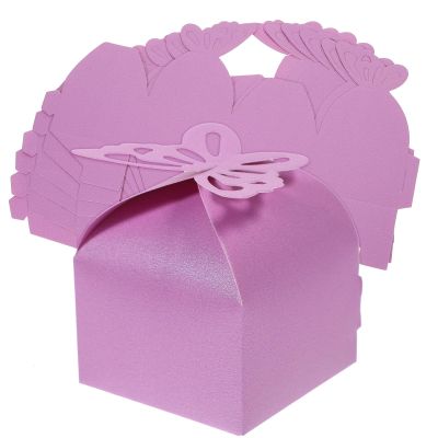 Abaodam 50pcs Pearl Purple Butterfly Favor Boxes Paper Candy Boxes for Shower Party Decorations Wedding Graduation Table Favors Holders
