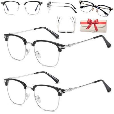 1/2pc Intelligent Auto Focus Glasses Self Adjusting Ultra Light Anti Blue Presbyopic Glasses Far and near for Women Men (Intelligent Zoom,2pcs Silver)