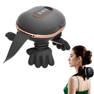 4D Wireless Massager Shiatsu Deep Tissue Relief with Heat, Smart Neck Shoulder Massager Kneading Massage Cervical Relaxer Pillow, Portable Electrics Cordless (Black)