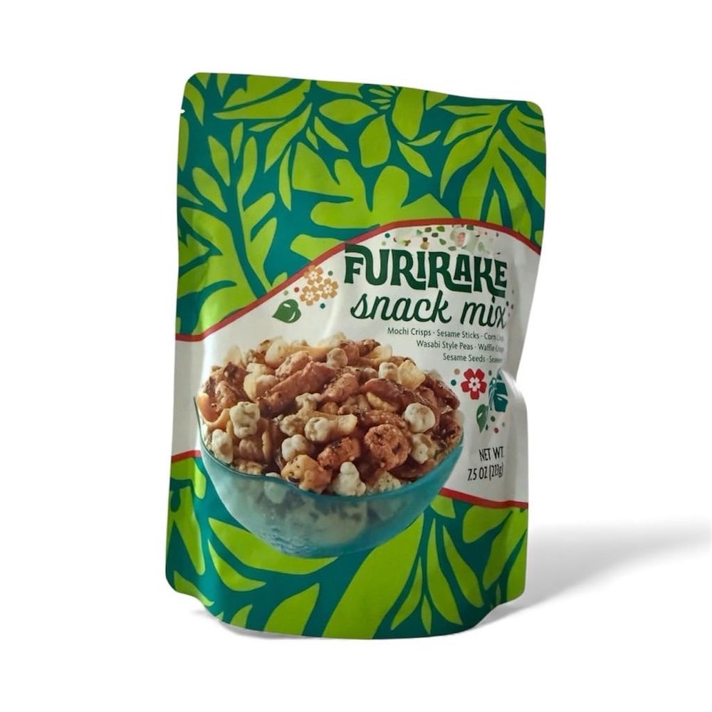 Furikake Snack Mix, 7.5 oz Mochi Crisps, Sesame Sticks, Corn Chips, Wasabi Peas, Waffle Chips, Sesame Seeds