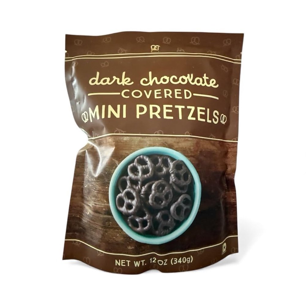 Dark Chocolate Covered Mini Pretzels, 12oz Resalable Bag Sweet & Salty Snack, Crunchy Pretzels Coated in Rich Dark Chocolate, Perfect for Sharing & Gifting