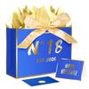 JWSCYSY 18th Blue Birthday Gift Bag with Card, Tissue Paper and Ribbon for Men Boys Birthday Party Favor, Presents Wrapping (12.6" EST 2008) view 1