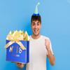JWSCYSY 18th Blue Birthday Gift Bag with Card, Tissue Paper and Ribbon for Men Boys Birthday Party Favor, Presents Wrapping (12.6" EST 2008) view 3