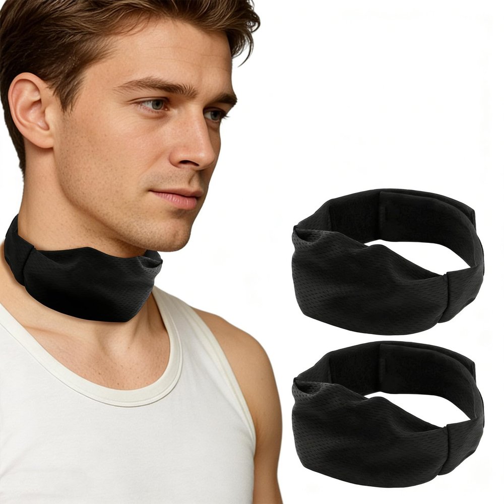 2Pcs Stoma Covers for Tracheostomy,Neck Stoma Cover,Adjustable Neck Trachea Protector,Breathable Dust-Proof Shied Tracheostomy Care Supplies for Men and Women (Black, Large)