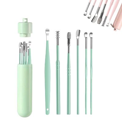 6 Counts/Ear Wax Removal Tool Set with Storage Tube,Ear Cleaning Kit Ear Spoons Ear Picks Curette,Ear Wax Remover Tool,Earwax Cleaning Supplies (Green)