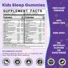 Kids Sleep Gummies, NO Melatonin Sleep Aid Gummies w/ Magnesium Glycinate, Calcium Citrate, L-Theanine, GABA, Vitamin D3 K2 B6 Zinc, Chamomile & Lemon Balm for Zzz & Relax, Brain, Bone, Non-GMO 2Pack view 2