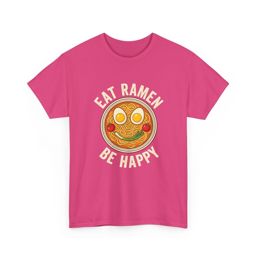 Eat Ramen Be Happy Funny Japanese Noodle Bowl Graphic Retro Foodie Anime Style Kawaii Comfort Food Humor Vintage Aesthetic Heliconia